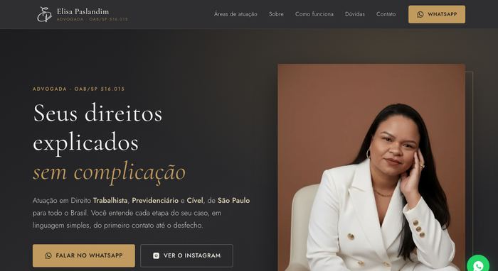 Site da Elisa Paslandim Advocacia