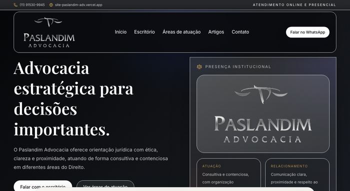 Site da Paslandim Advocacia